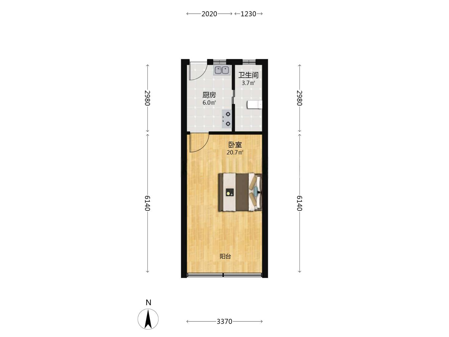 华夏小区 1居室 3200元/月