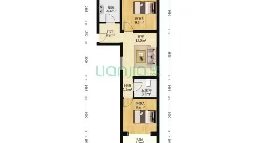 志新北里 2居室 6850元/月