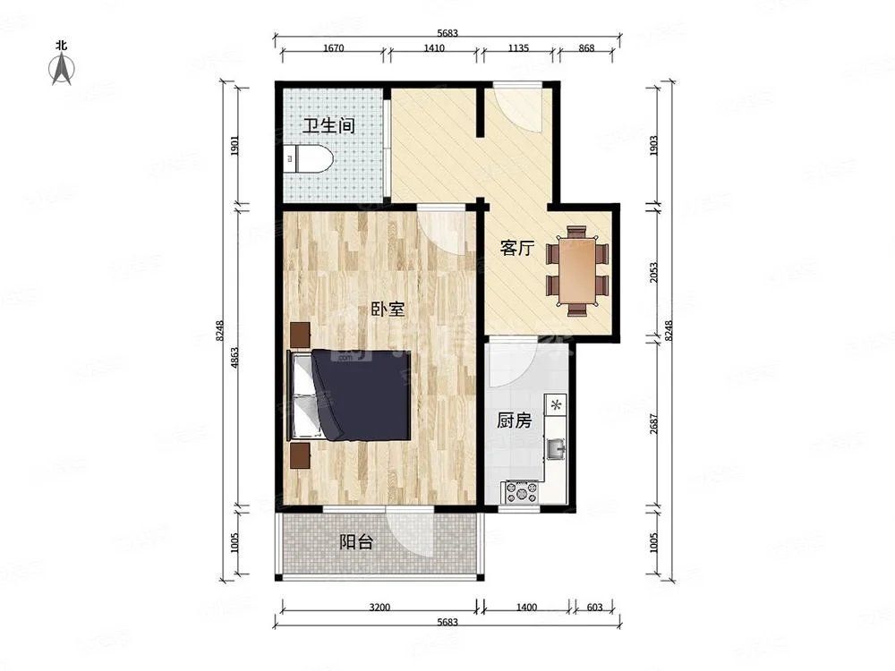 劲松八区 1居室 5500元/月