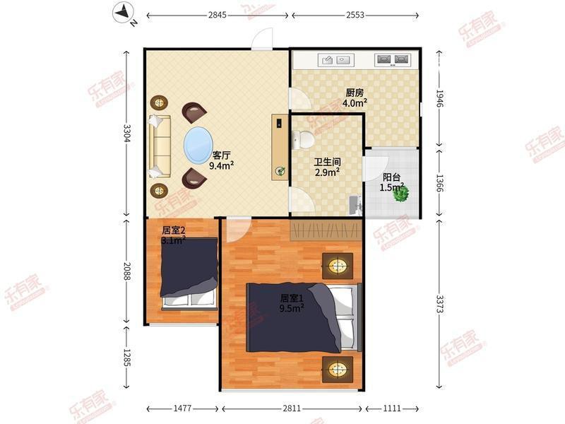 兴达华府 2居室 3450元/月